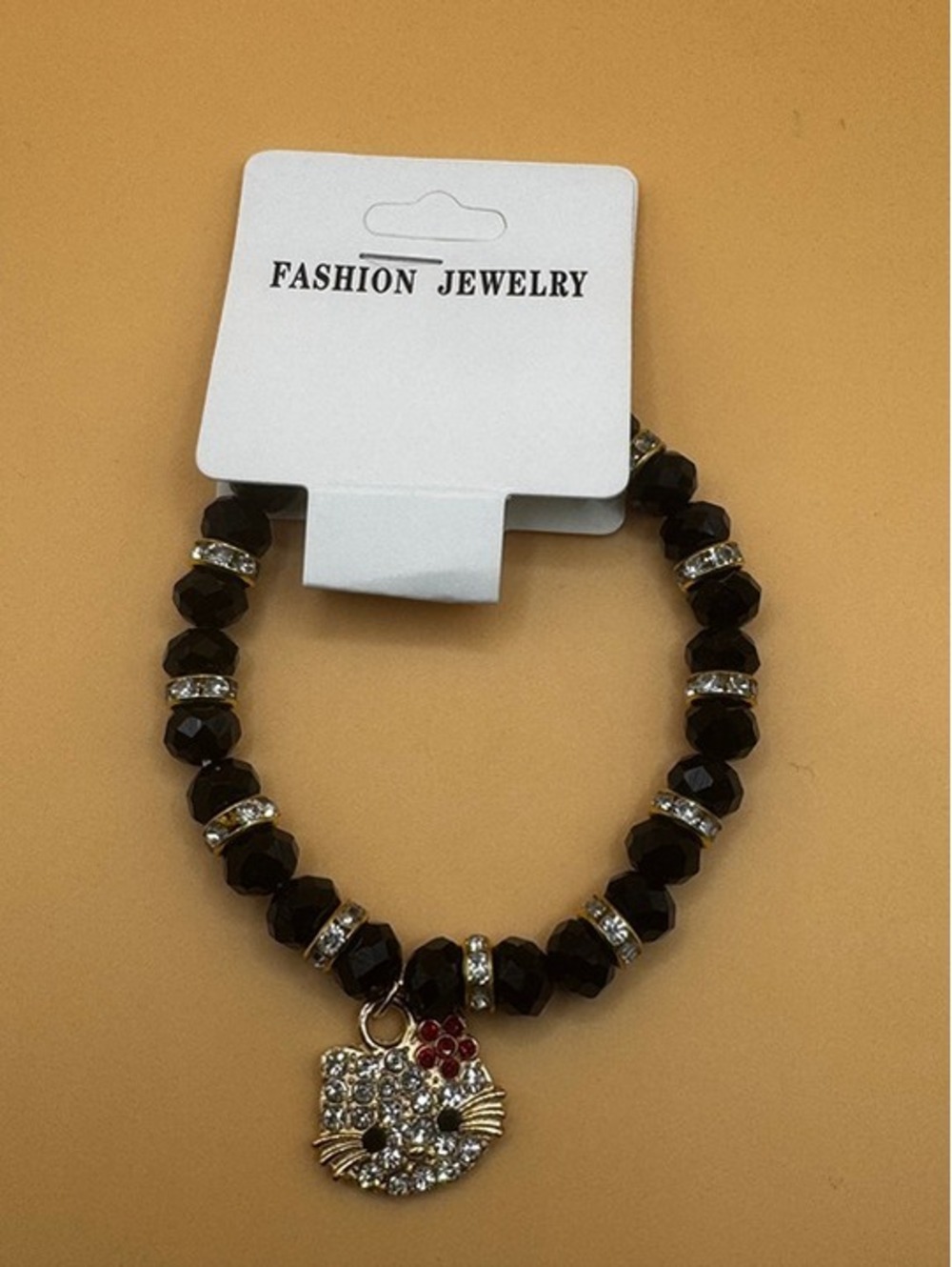 New Hello Kitty Beaded Charm Bracelets- Choose Color- (Black)